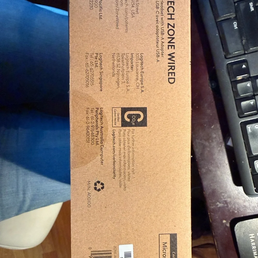 Logitech Zone Wired Headset in Brown Packaging